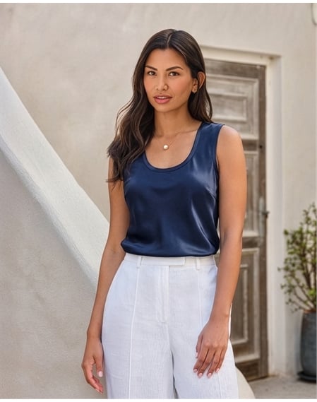 Silk Front Jersey Vest