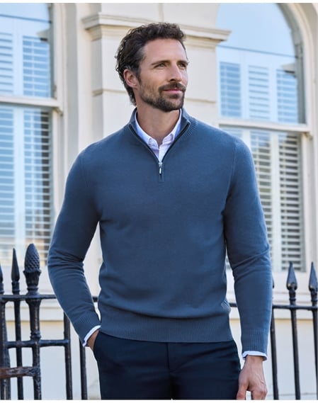 Mens Cashmere Zip Neck Sweater