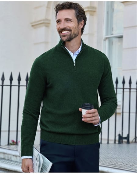 Mens Cashmere Zip Neck Sweater