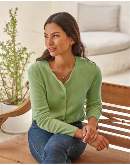 Cashmere Crew Neck Cardigan