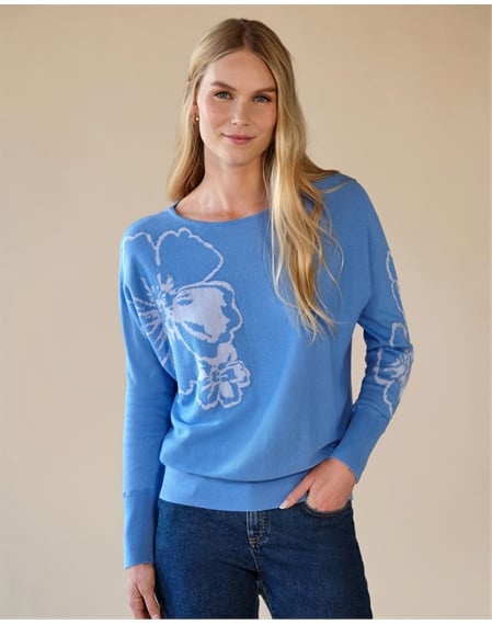 Floral Dolman Jaquard Sweater