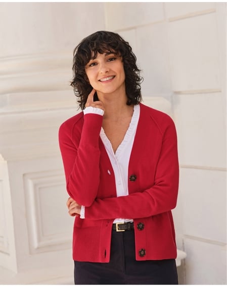 Relaxed Cashmere V Neck Cardigan