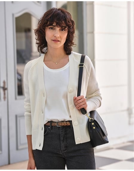 Relaxed Cashmere V Neck Cardigan