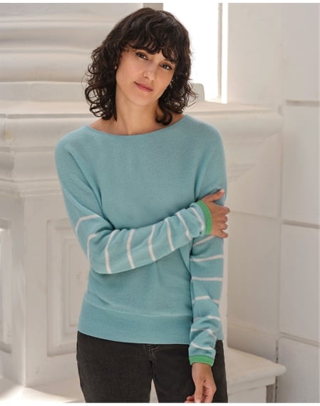 Gassato Cashmere Stripe Sleeve Sweater