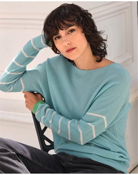 Gassato Cashmere Stripe Sleeve Sweater