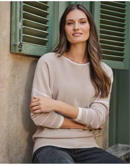 Gassato Cashmere Stripe Sleeve Sweater