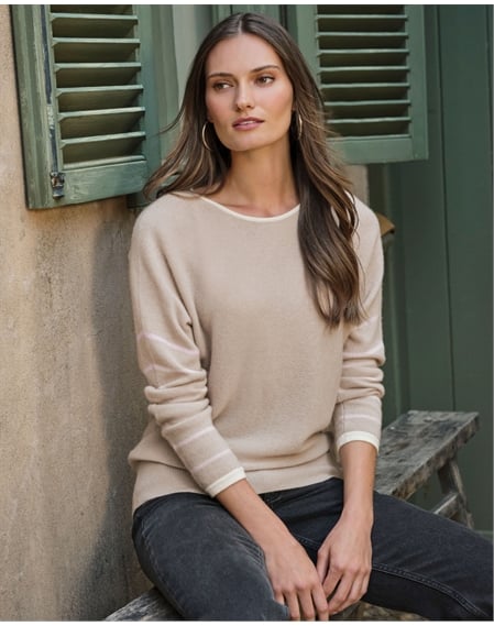 Gassato Cashmere Stripe Sleeve Sweater