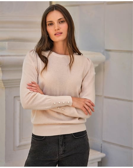 Wool Cashmere Lace Collar Sweater