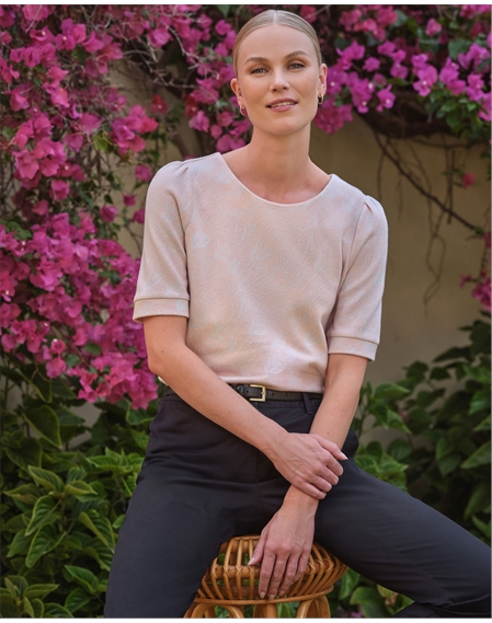 Half Sleeve Jersey Jacquard Top