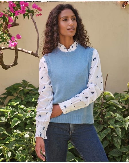 Wool Cashmere Scalloped Tank