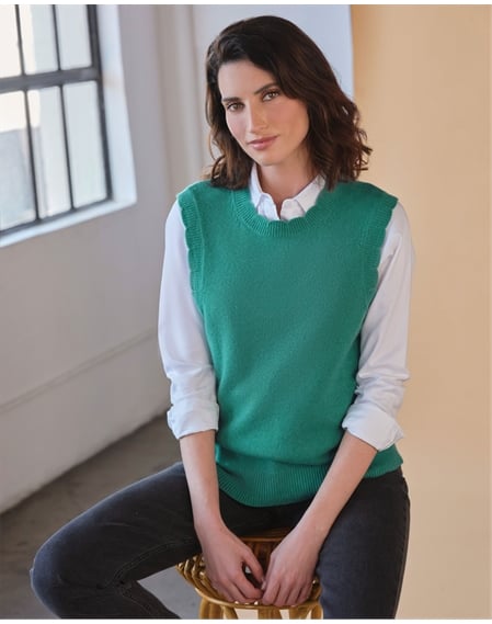 Wool Cashmere Scalloped Tank