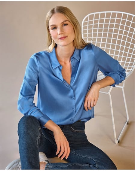 Sand Washed Pure Silk Satin Blouse