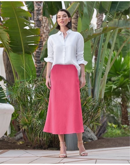 Linen Bias Midi Skirt