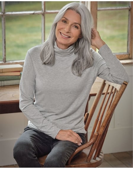 Jersey Slim Turtle Neck Top