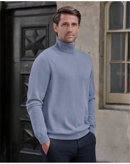 Mens Cashmere Roll Neck Sweater