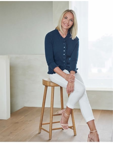 Cashmere Ruffle Edge Cardigan