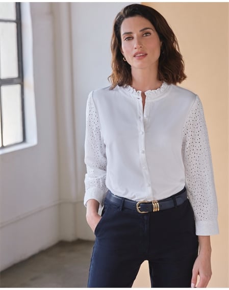 Broderie Sleeve Jersey Shirt