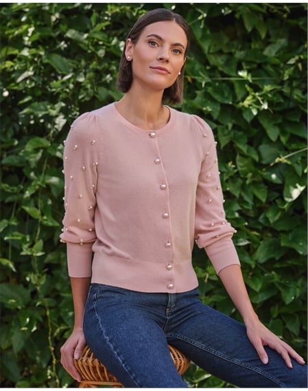 Cashmere Blend Pearl Cardigan
