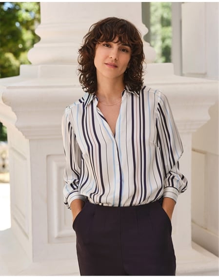 Open Neck Silk Dress Shirt