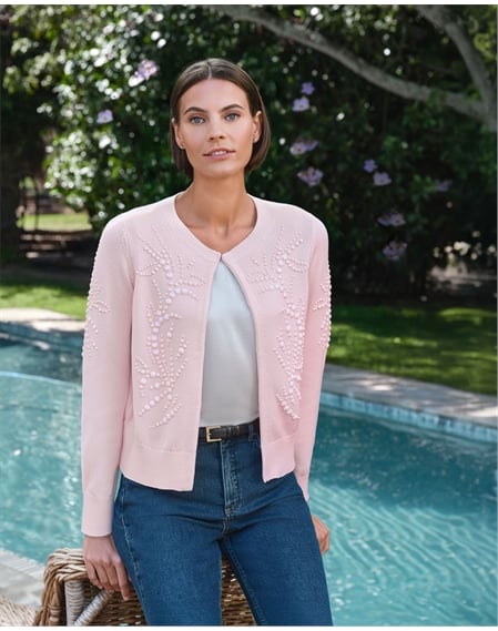 Cotton Hand Beaded Cardigan