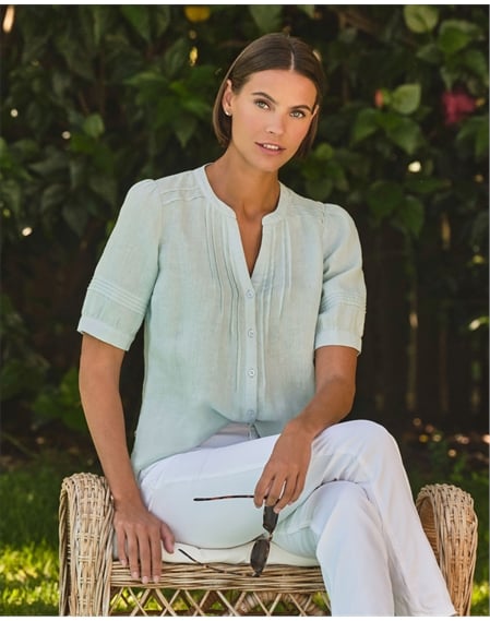 Linen Pintuck Blouse