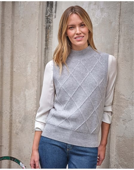 Wool Cashmere Cable Tank