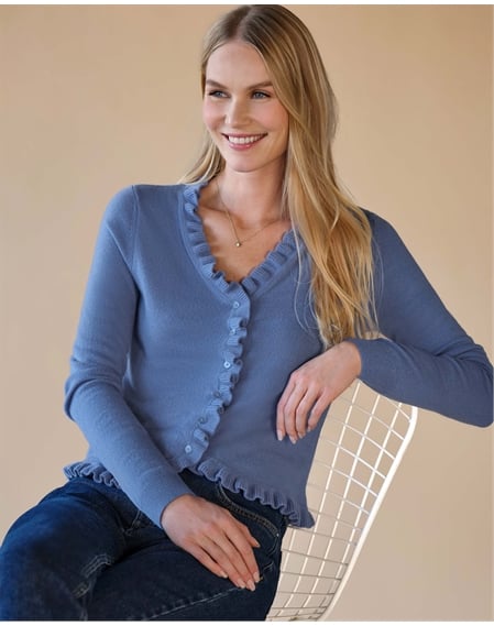 Cashmere Ruffle Cardigan