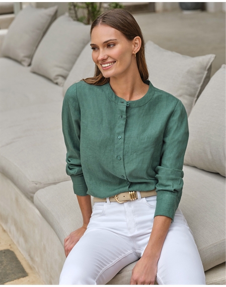 Linen Shirt Collarless