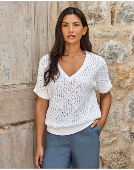 Cotton Short Sleeve Texture Top