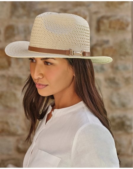 Leather Trimmed Classic Straw Hat
