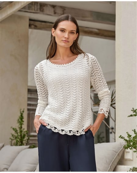 Crochet Lacy Trim Sweater