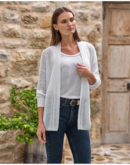 Long Line Linen Edge To Edge Cardigan