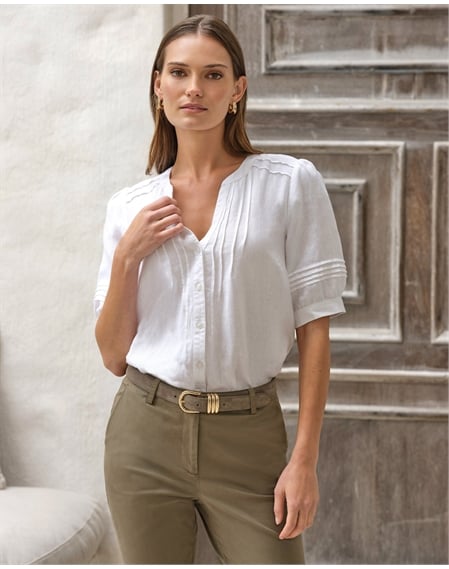 Linen Pintuck Blouse