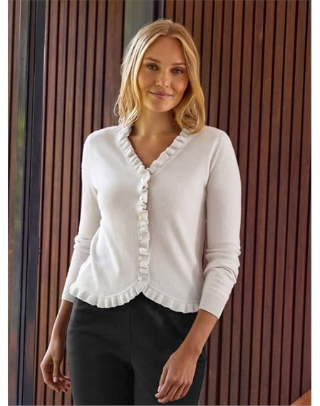 Cashmere Ruffle Cardigan