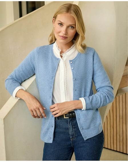 Cashmere Crew Neck Cardigan