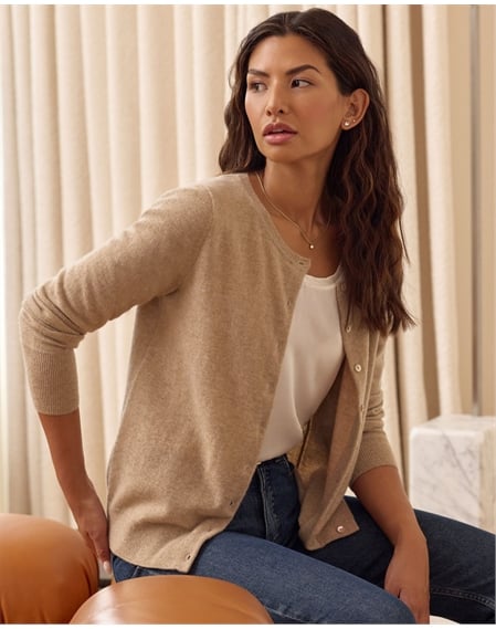 Cashmere Crew Neck Cardigan