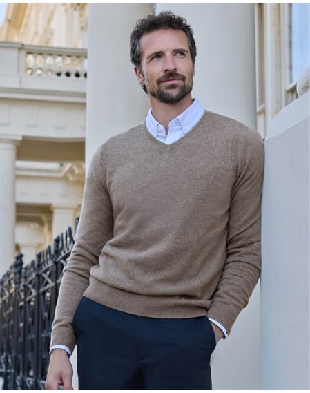 Mens Cashmere V Sweater