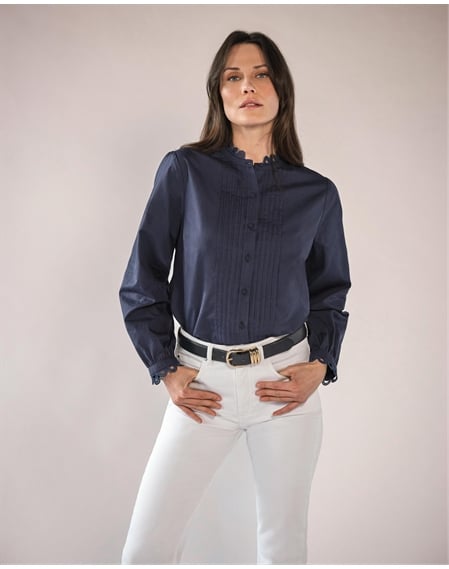 Loop Lace Trim Cotton Shirt