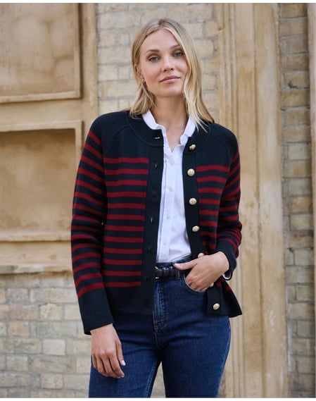Cotton Cashmere Stripe Cardigan