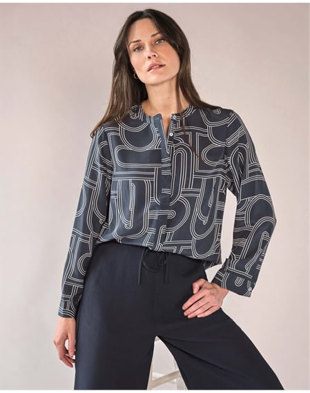 Silk Collarless Shirt