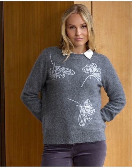 Wool Brushed Embroidered Sweater