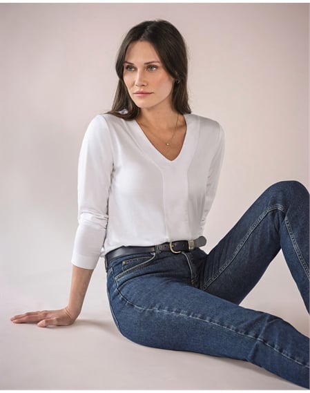 Super Soft Panel V Neck Jersey Top