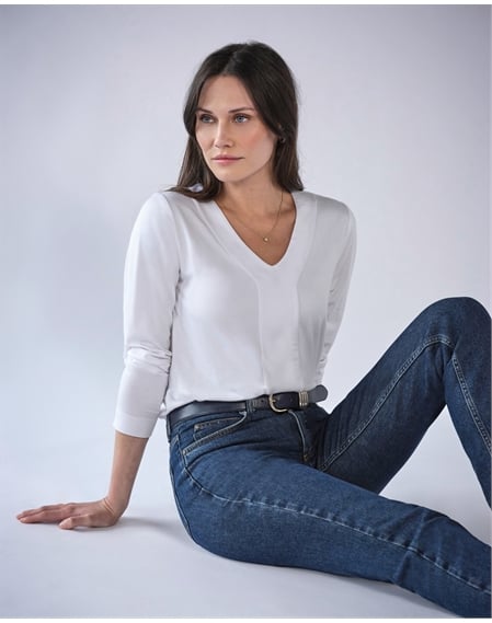 Super Soft Panel V Neck Jersey Top