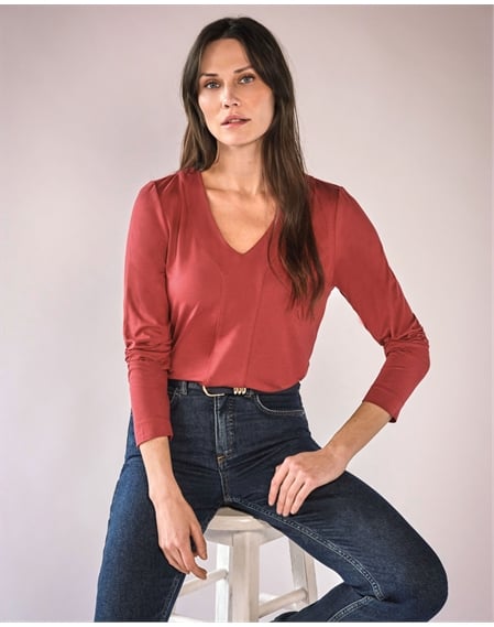 Super Soft Panel V Neck Jersey Top