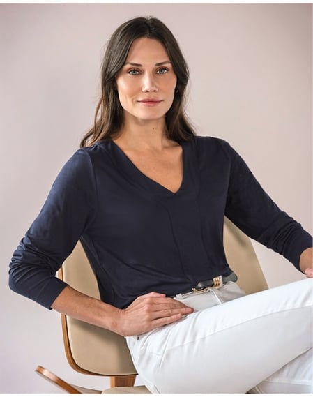 Super Soft Panel V Neck Jersey Top