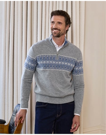 Wool Fairisle 1/2 Zip Jumper