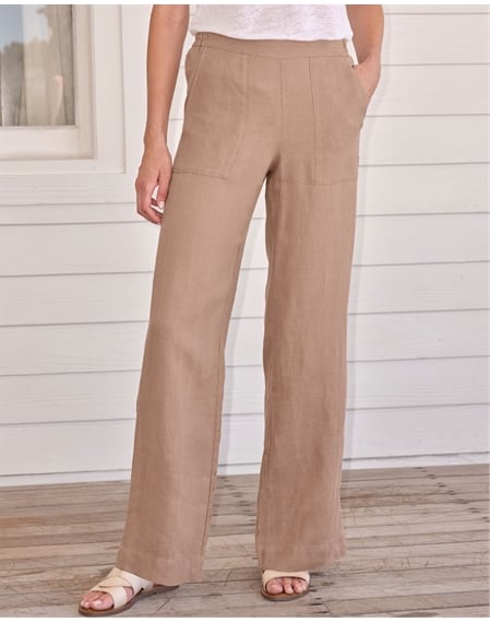 Laundered Linen Wide Leg Trouser