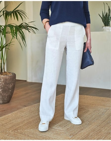 Laundered Linen Wide Leg Trouser