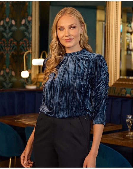 Crushed Velvet Frill Neck Top