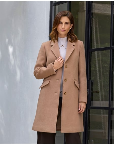 Wool Cashmere Blend Revere Collar Coat